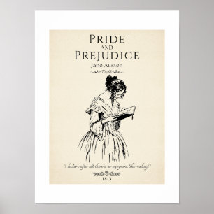 Poster Orgulho de Jane Austen e citação de Literatura de