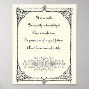 Pôster Orgulho de Jane Austen e linha citações do