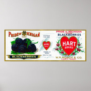 Pôster Orgulho de Michigan Blackberry LabelHart, MI