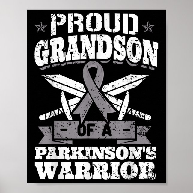 Poster Orgulho Do Avô De Um Guerreiro Parkinsons Pd Aware (Frente)