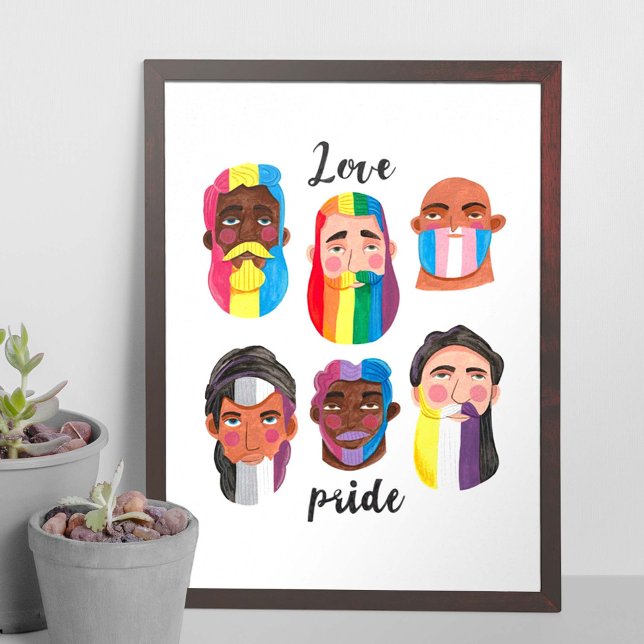 Poster Orgulho gay arco-íris bandeiras de gênero barba pr (Criador carregado)