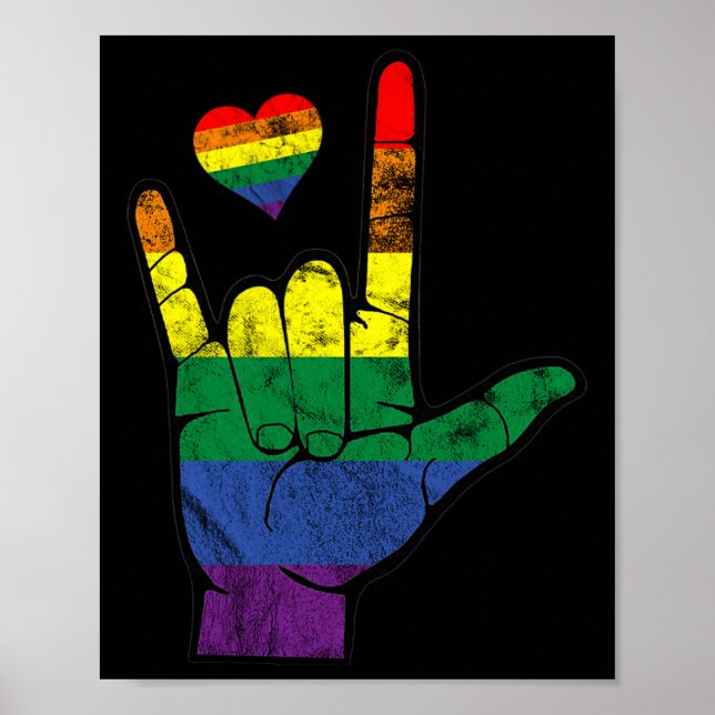 Poster Orgulho gay ASL - Linguagens de sinais LGBT Defici (Frente)