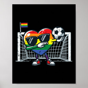 Poster Orgulho Gay Coração Futebol Lgbtq Aliado Arco-íris