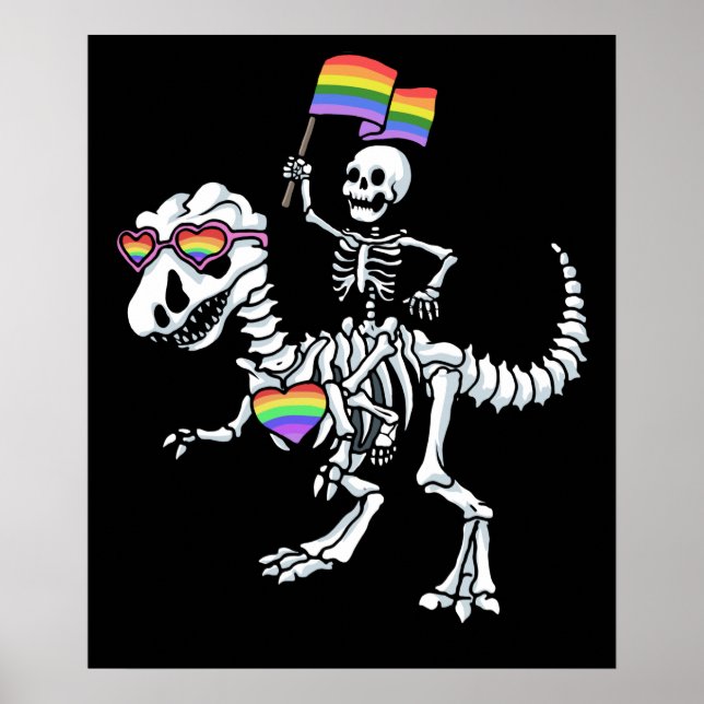 Poster Orgulho gay de esqueleto de Rex T Rex LGBT Hallowe (Frente)