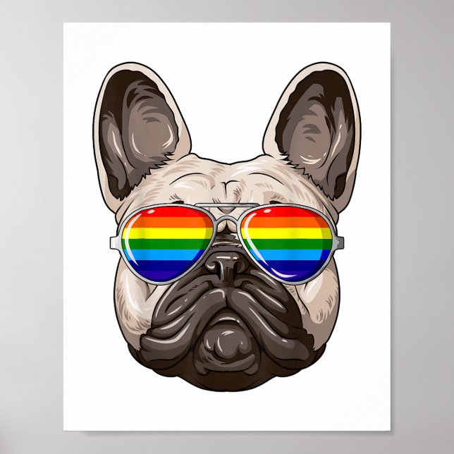Poster Orgulho gay do Buldogue Francês Sinalizador LGBT A (Frente)