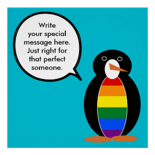 Pôster Orgulho Gay Falando Pinguim Personalizado