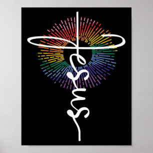 Poster Orgulho Gay Lésbico Queer LGBTQ Jesus Cristão Reli
