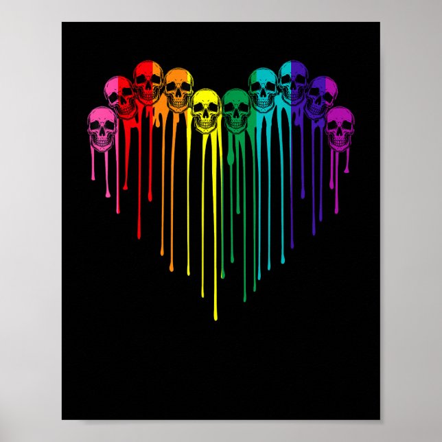 Poster Orgulho gay LGBT Iniciado Sinalizador Crânio Coraç (Frente)