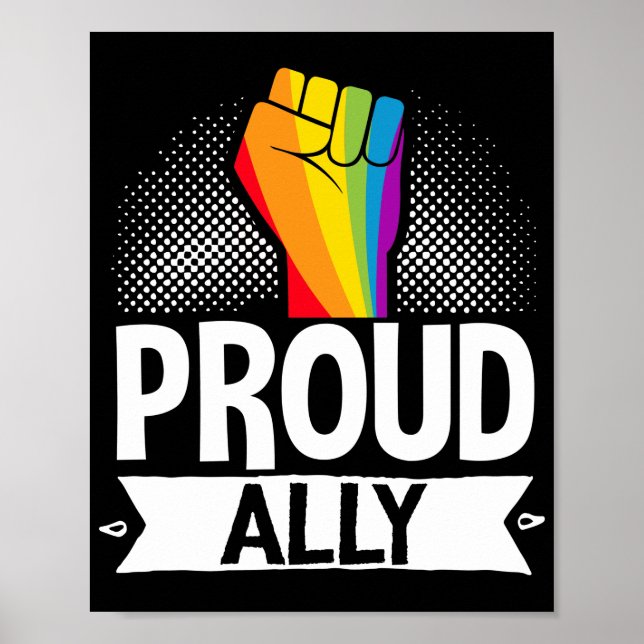 Poster Orgulho gay LGBT Mês Orgulhoso Ally Fist (Frente)