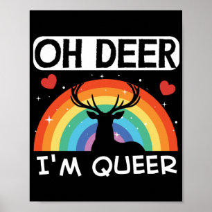 Poster Orgulho gay Mês LGBT Oh Deer Im Queer Rainbow