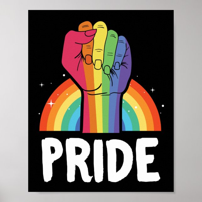 Poster Orgulho gay Mês LGBT Orgulho Punho Arco-Íris (Frente)