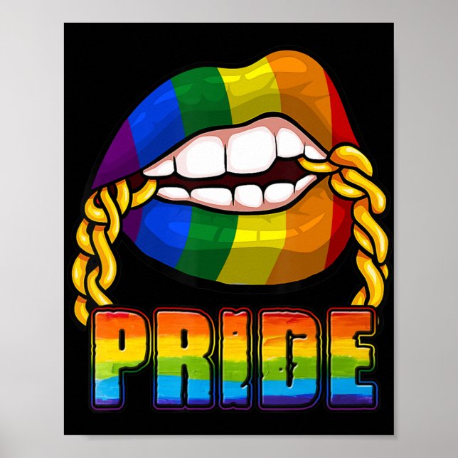 Poster Orgulho gay Rainbow Lábios LGBT Consciência LGBT M (Frente)