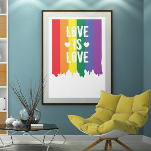 Poster Orgulho gay Rainbow Paint Love Is Love Flag