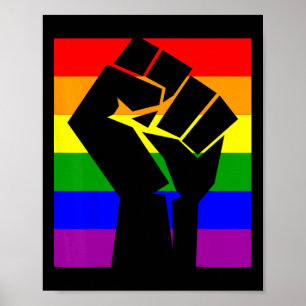 Poster Orgulho gay resiste ao punho do arco-íris sinaliza