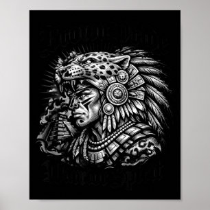 Poster Orgulho Marrom Chicano Guerreiro Azteca Jaguar Mex