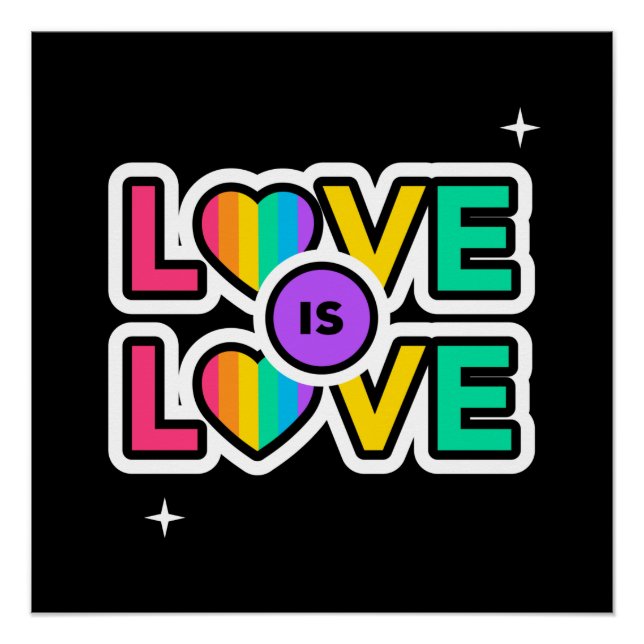 Pôster Orgulho. O amor é o amor. Gay Arco-íris (Frente)