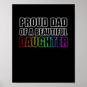 Poster Orgulho Pai LGBT Filha Lésbica Rainbow Ally