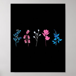Poster Orgulho Transgênero Floral, Flor da Bandeira Trans