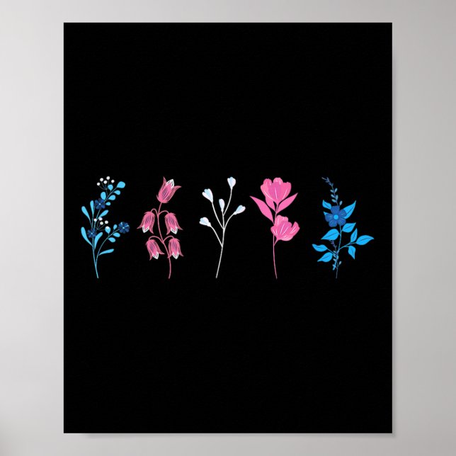 Poster Orgulho Transgênero Floral, Flor da Bandeira Trans (Frente)
