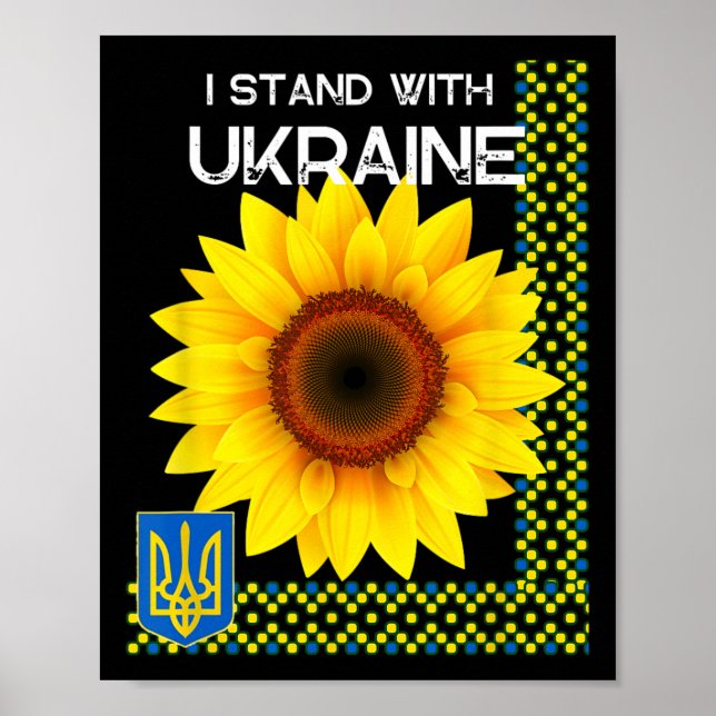 Poster Orgulho Ucraniano Eu Apoio a Ucrânia Girassol E (Frente)
