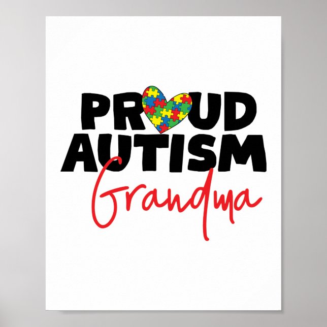 Poster Orgulhosa Autismo Vovó Quebra-cabeça de Consciênci (Frente)