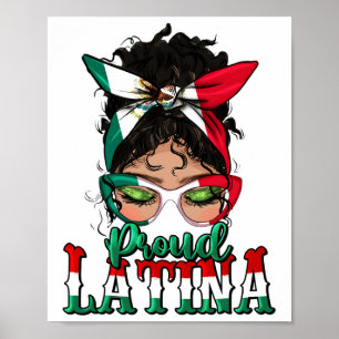 Poster Orgulhosa Latina Messy Bun Mama Lady Girl Cinc Mex