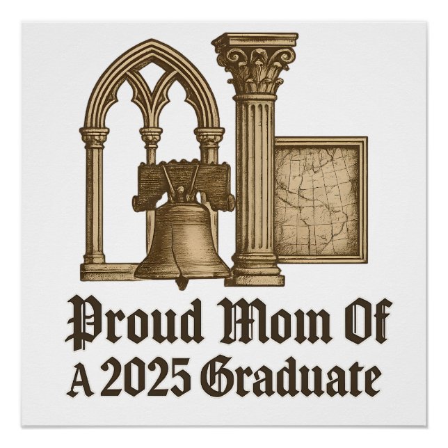 Pôster Orgulhosa Mãe de Graduado Clássico Estilo História (Frente)