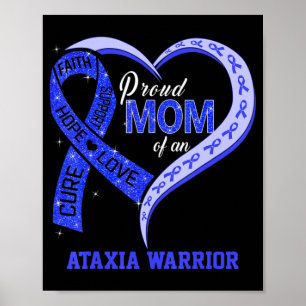 Poster Orgulhosa Mãe De Um Guerreiro Ataxia, Ribbon Heart