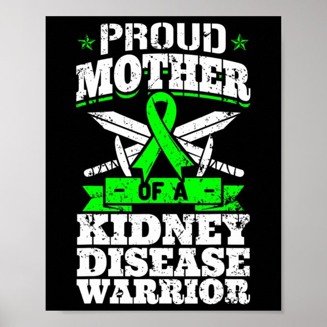 Poster Orgulhosa Mãe De Um Guerreiro Da Doença Renal Ckd (Frente)