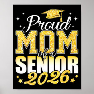 Poster Orgulhosa mãe de um veterano turma de 2026 graduad