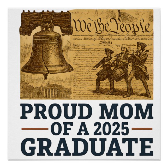 Pôster Orgulhosa Mãe do Formando Histórico 2025 Gift USA  (Frente)