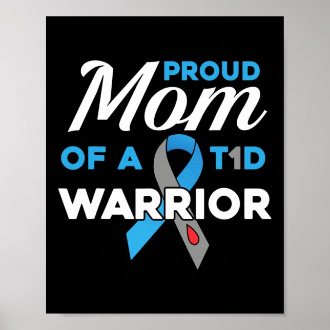 Poster Orgulhosa Mãe Do Guerreiro Da Diabetes, Sensibiliz (Frente)