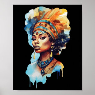 Poster Orgulhosa Mulher Afro-Americana Nativa Espiritual 