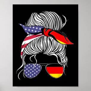 Poster Orgulhosa Mulher Alemã Americana Patriotica Menina