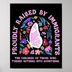 Poster Orgulhosamente criado por imigrantes borboleta flo