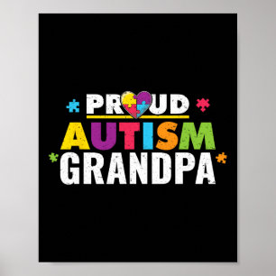 Poster Orgulhoso Autismo Avô Fita Quebra-cabeça
