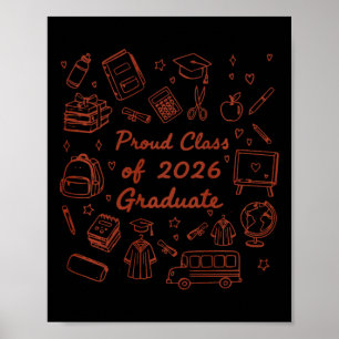 Poster Orgulhoso Cl De Graduado De 2026 Doodle Graduação 