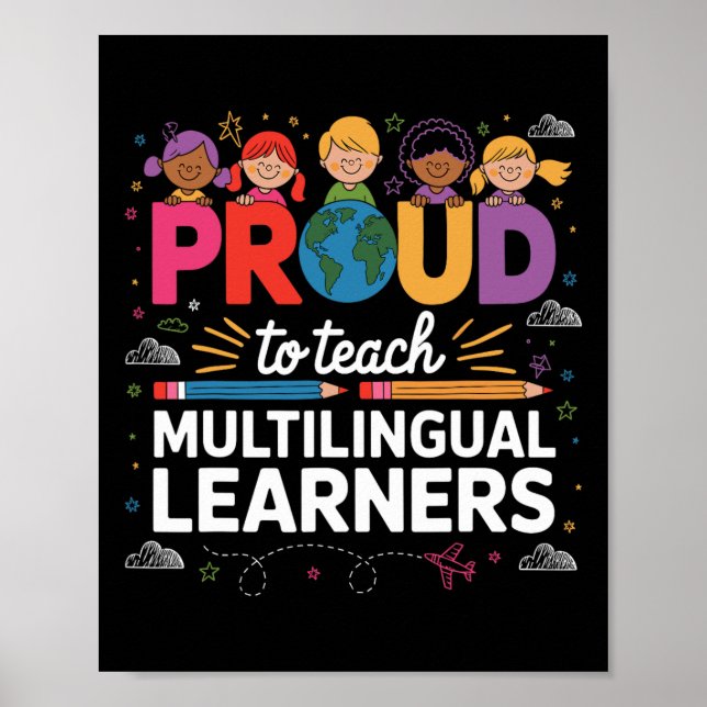 Poster Orgulhoso de Ensinar Aprendizes Multilíngues Orgul (Frente)