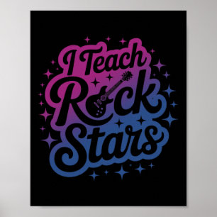 Poster Orgulhoso Eu Ensino Estrelas do Rock Professor Byn