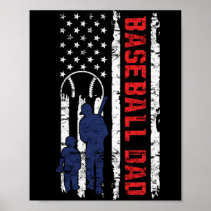 Poster Orgulhoso Pai de baseball American Flag Sports Pad