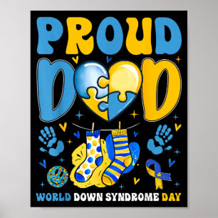 Poster Orgulhoso Pai Retro Dia Mundial da Síndrome de Dow