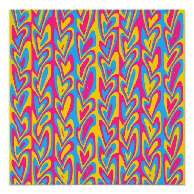 Pôster Orgulhoso Pansexual Groovy Trippy Squiggly Quirky  (Frente)