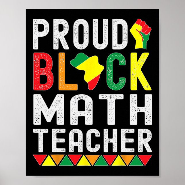 Poster Orgulhoso Professor de Matemática Negro Afro-ameri (Frente)