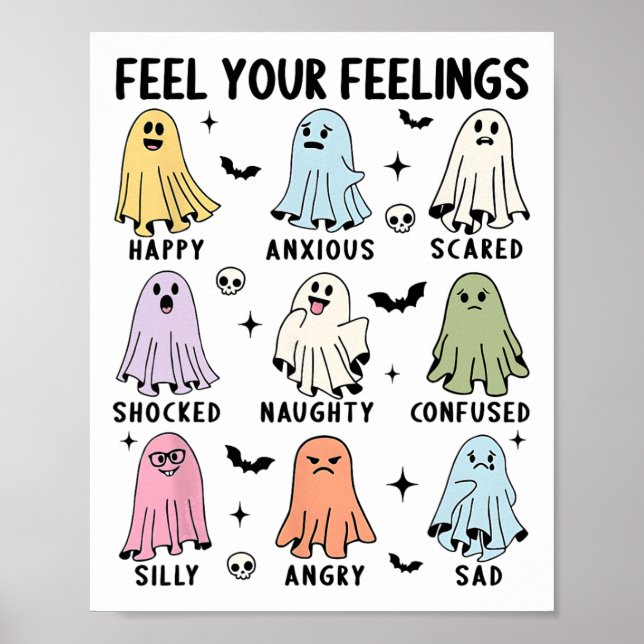 Poster Orientador Escolar Halloween Sinta Seu Sentimento  (Frente)