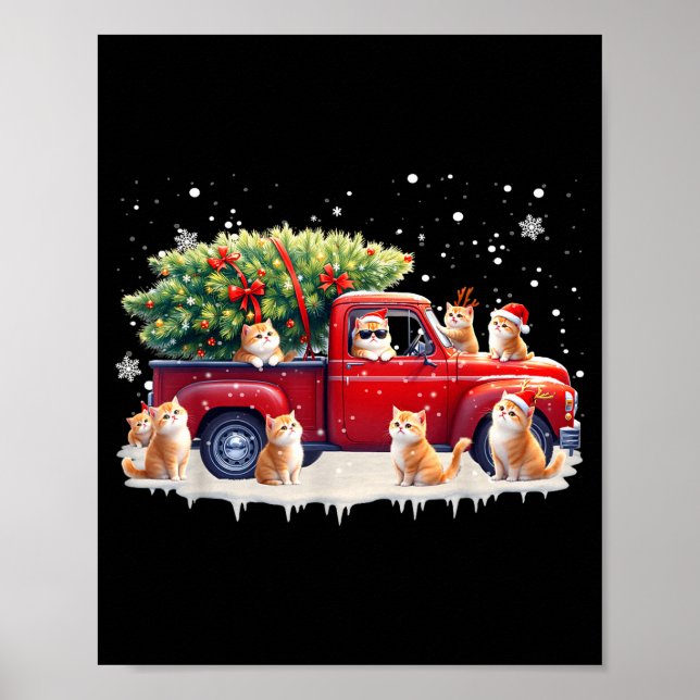 Poster Oriental Cat Red Truck Christmas Tree Santa Ugly X (Frente)