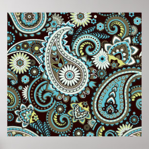 Poster Oriental Paisley Vintage - Padrão sem costura