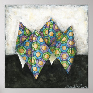 Poster Origami Fortune Teller em Papel Geométrico