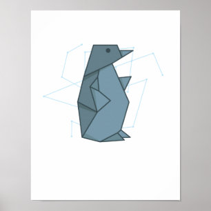 Poster Origami Pinguin als Papierform