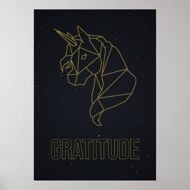 Poster Origami unicorn poster. gratitud (Frente)