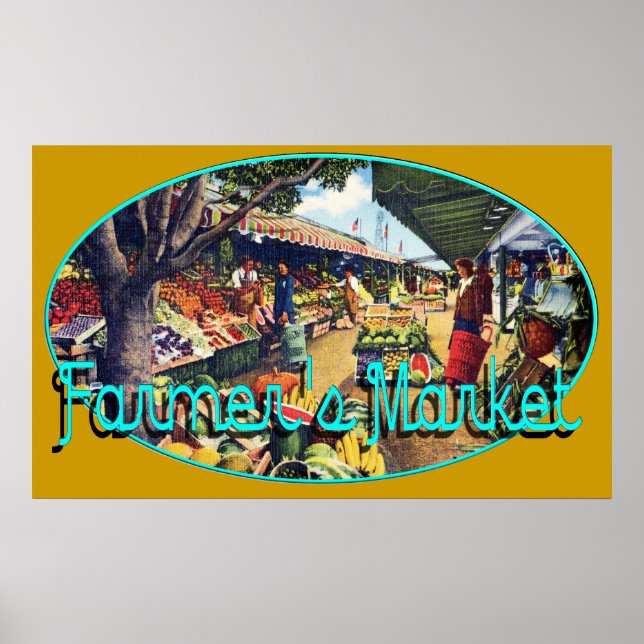 Pôster Original Farmer's Market, Hollywood, Califórnia (Frente)